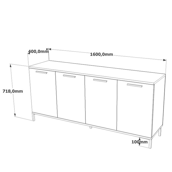 Hanah Home Rl4-Aa Consola Pino Atlántico y Antracita, 160x71.8x40 cm